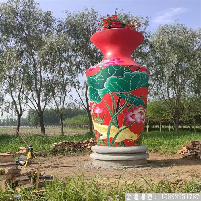 玻璃鋼大型花瓶雕塑 彩繪花瓶雕塑 (1)