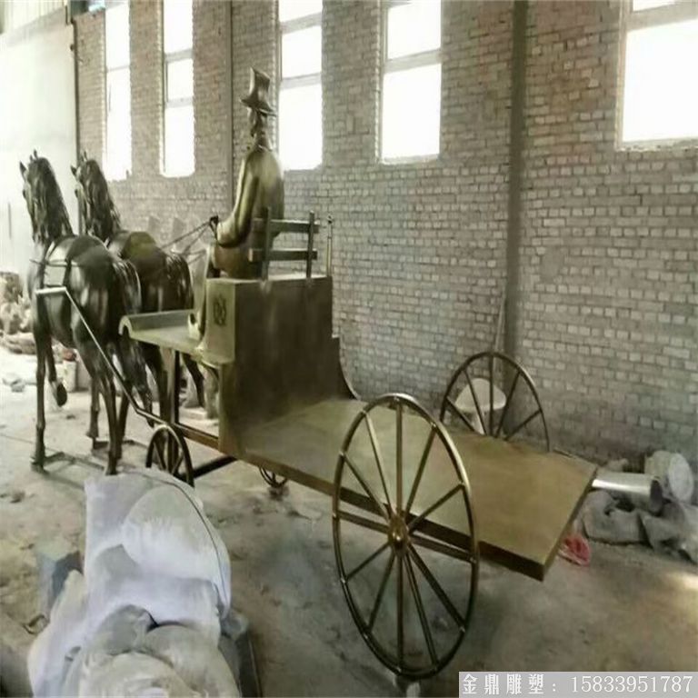 玻璃鋼仿銅馬車雕塑，馬車雕塑定做，啤酒節(jié)馬車雕塑2