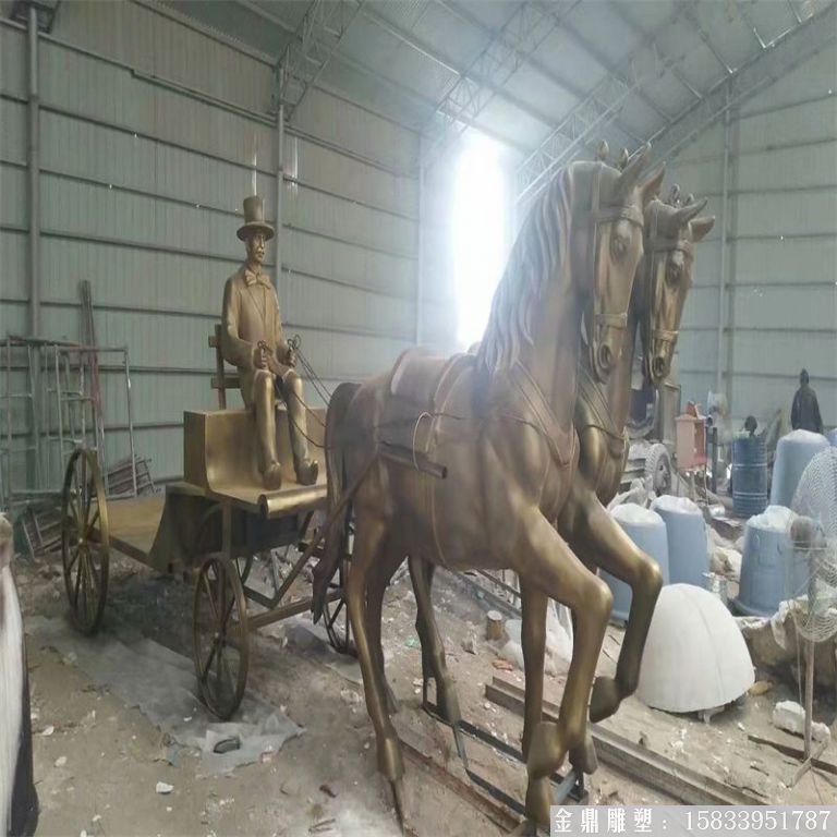 玻璃鋼仿銅馬車雕塑，馬車雕塑定做，啤酒節(jié)馬車雕塑5