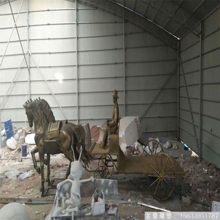 玻璃鋼仿銅馬車雕塑，馬車雕塑定做，啤酒節(jié)馬車雕塑6