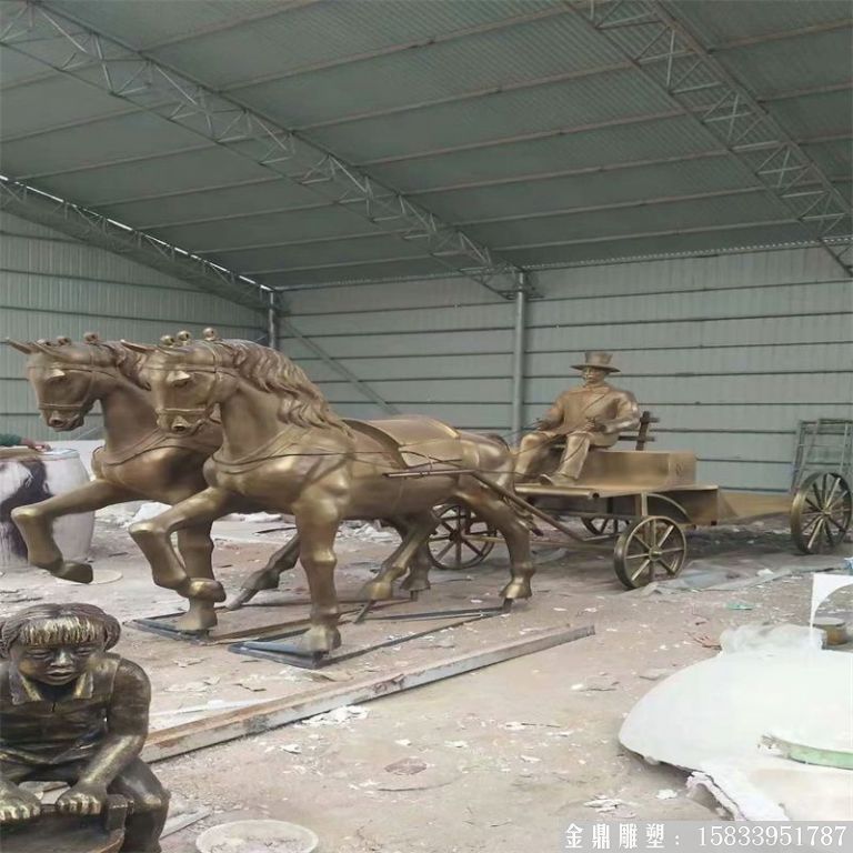 玻璃鋼仿銅馬車雕塑，馬車雕塑定做，啤酒節(jié)馬車雕塑7