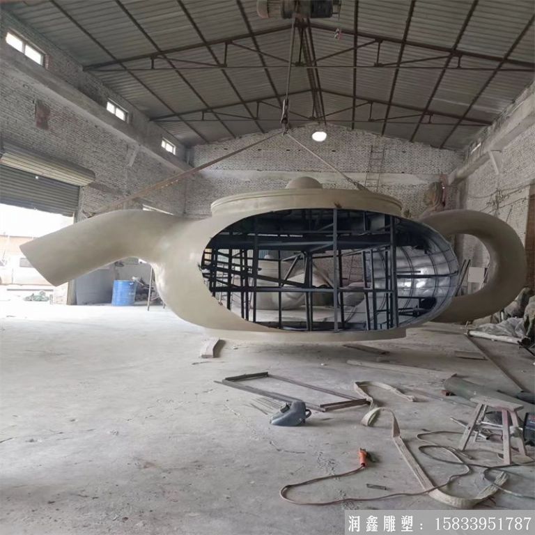 不銹鋼懸空天壺茶壺噴泉，景觀壺案例