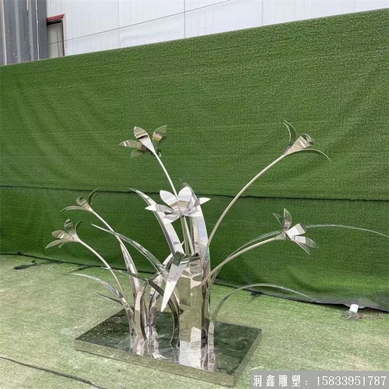 不銹鋼鏡面花朵雕塑，公園擺件花型雕塑