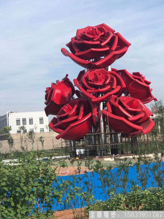 不銹鋼玫瑰花雕塑 廠家來圖定制
